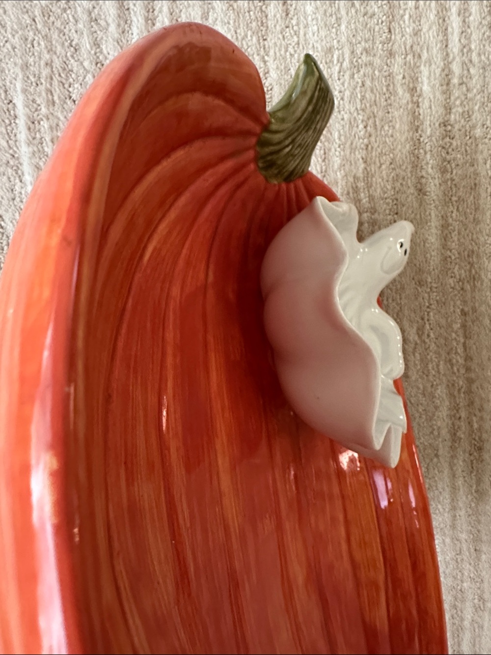 Fitz and Floyd Halloween Ghost Pumpkin Chip Dip Bowl Vintage 1987 Rare Find - Picture 9 of 14